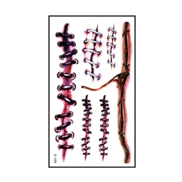 Halloween Fake Stitches Temporary Tattoos , 35 Pack - Picture 2 of 4